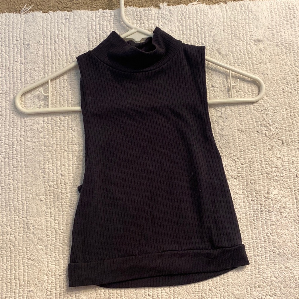 Cropped turtle neck shirt navy blue